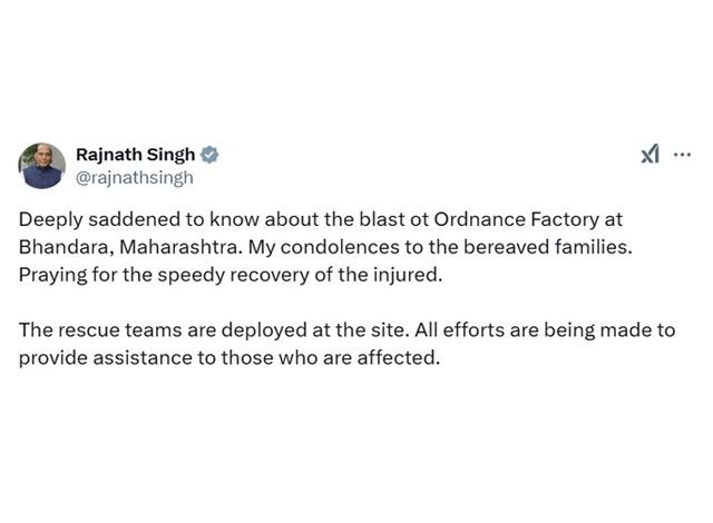 ਮਹਾਰਾਸ਼ਟਰ ਧਮਾਕਾ: ਰੱਖਿਆ ਮੰਤਰੀ ਨੇ ਜਤਾਇਆ ਦੁੱਖ