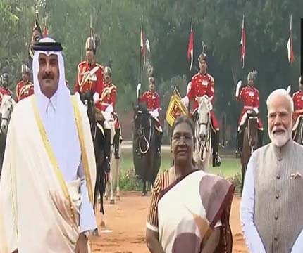 ਰਾਸ਼ਟਰਪਤੀ ਭਵਨ ਪਹੁੰਚੇ ਕਤਰ ਦੇ ਅਮੀਰ ਸ਼ੇਖ ਤਮੀਮ ਬਿਨ ਹਮਦ ਅਲ ਥਾਨੀ