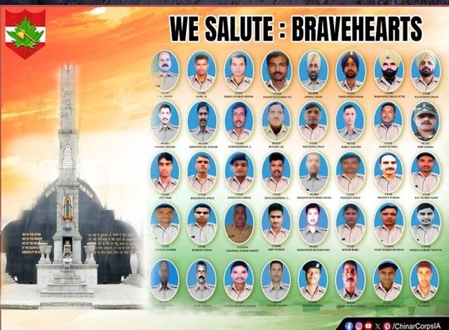 ਭਾਰਤੀ ਫੌਜ ਦੀ ਚਿਨਾਰ ਕੋਰ ਨੇ ਪੁਲਵਾਮਾ ਦੀ ਸ਼ਹੀਦਾਂ ਨੂੰ ਦਿੱਤੀ ਸ਼ਰਧਾਂਜਲੀ