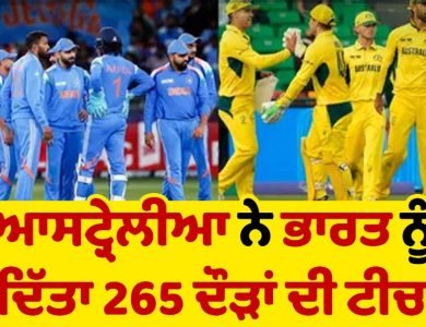 ਚੈਂਪੀਅਨਜ਼ ਟਰਾਫ਼ੀ ਸੈਮੀਫ਼ਾਈਨਲ: ਆਸਟ੍ਰੇਲੀਆ ਨੇ ਭਾਰਤ ਨੂੰ ਦਿੱਤਾ 265 ਦੌੜਾਂ ਦੀ ਟੀਚਾ