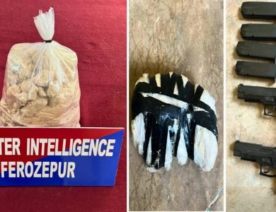 CROSS-BORDER NARCO NETWORK BUSTED IN FEROZEPUR; THREE HELD WITH 5KG HEROIN, TWO PISTOLS