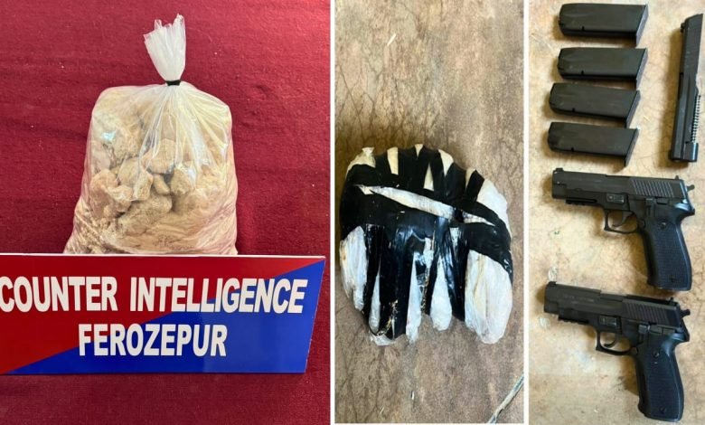 CROSS-BORDER NARCO NETWORK BUSTED IN FEROZEPUR; THREE HELD WITH 5KG HEROIN, TWO PISTOLS