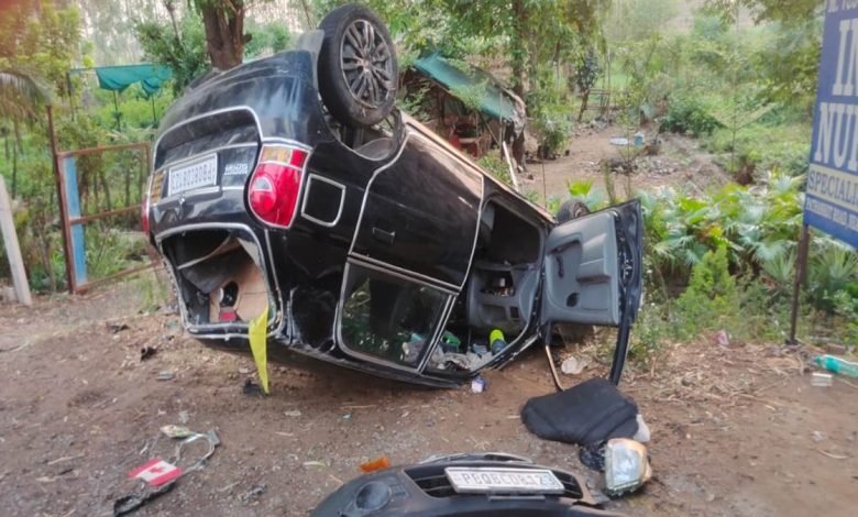 ਆਲਟੋ ਕਾਰ ਨੂੰ ਮਾਰੀ ਅਣਪਛਾਤੇ ਵਾਹਨ ਨੇ ਟੱਕਰ, ਕਾਰ ਪਲਟੀ; ਚਾਲਕ ਗੰਭੀਰ ਜ਼ਖਮੀ