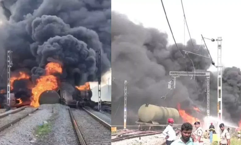 ਡੀਜ਼ਲ ਨਾਲ ਭਰੀ ਮਾਲ ਗੱਡੀ 'ਚ ਲੱਗੀ ਭਿਆਨਕ ਅੱਗ