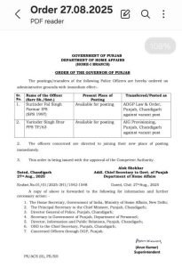 IPS ਪਰਮਾਰ ਏਡੀਜੀਪੀ ਤੇ PPS ਵਰਿੰਦਰ ਬਰਾੜ ਏਆਈਜੀ ਚੰਡੀਗੜ੍ਹ ਨਿਯੁਕਤ