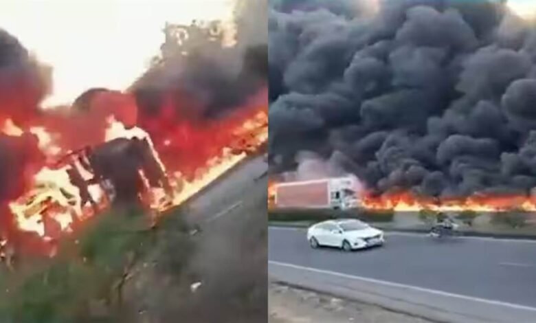 ਹਾਈਵੇਅ 'ਤੇ ਡੀਜ਼ਲ ਟੈਂਕਰ ਨਾਲ ਟਕਰਾਈ ਕਾਰ